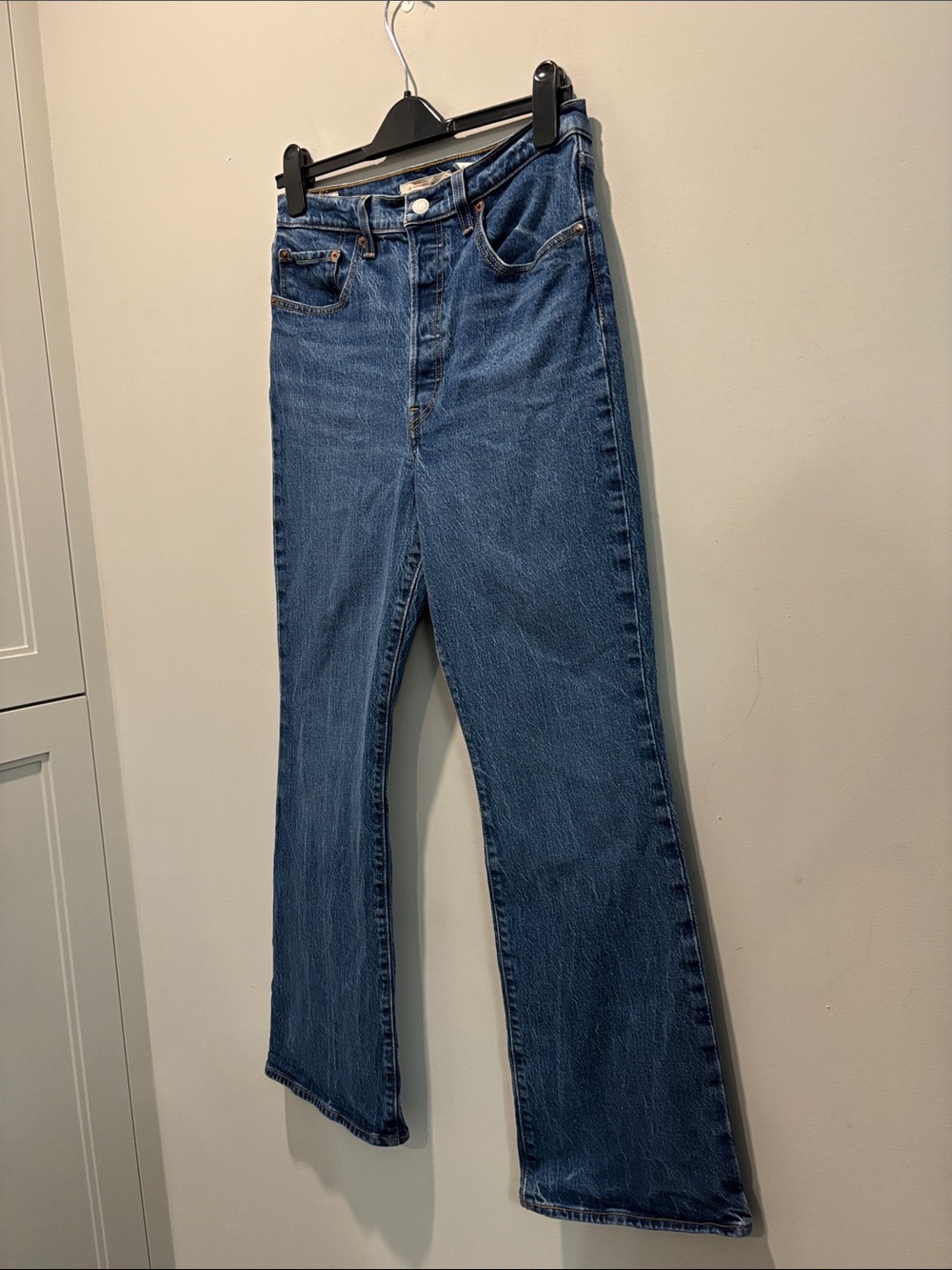 Levi’s Ribcage Boot High Rise Blue Bootcut Jeans Size 30 Western Y2K 90s - Picture 4 of 15